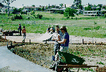 Builder having a rest after pouring cement